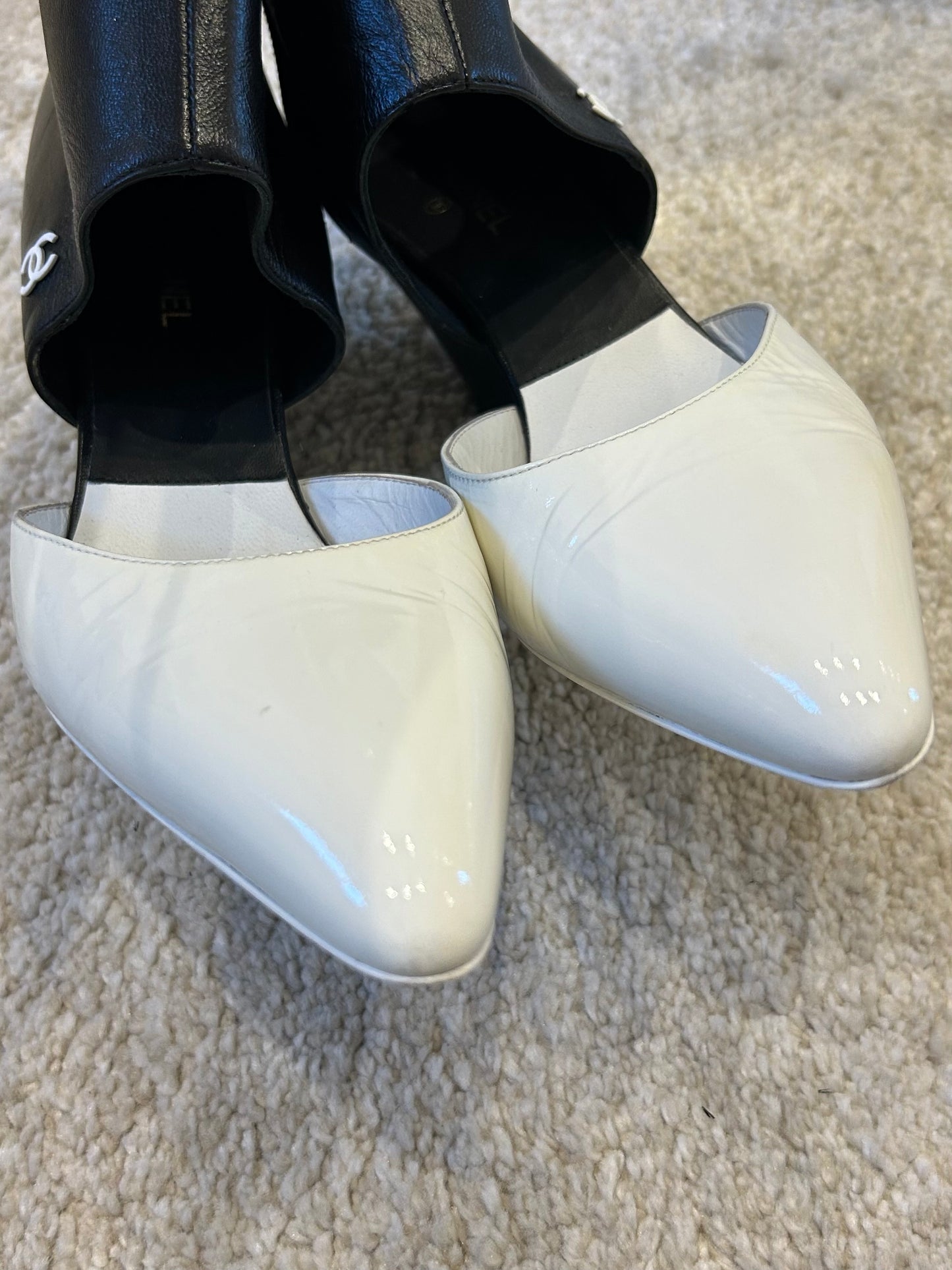 Black and white ankle boots