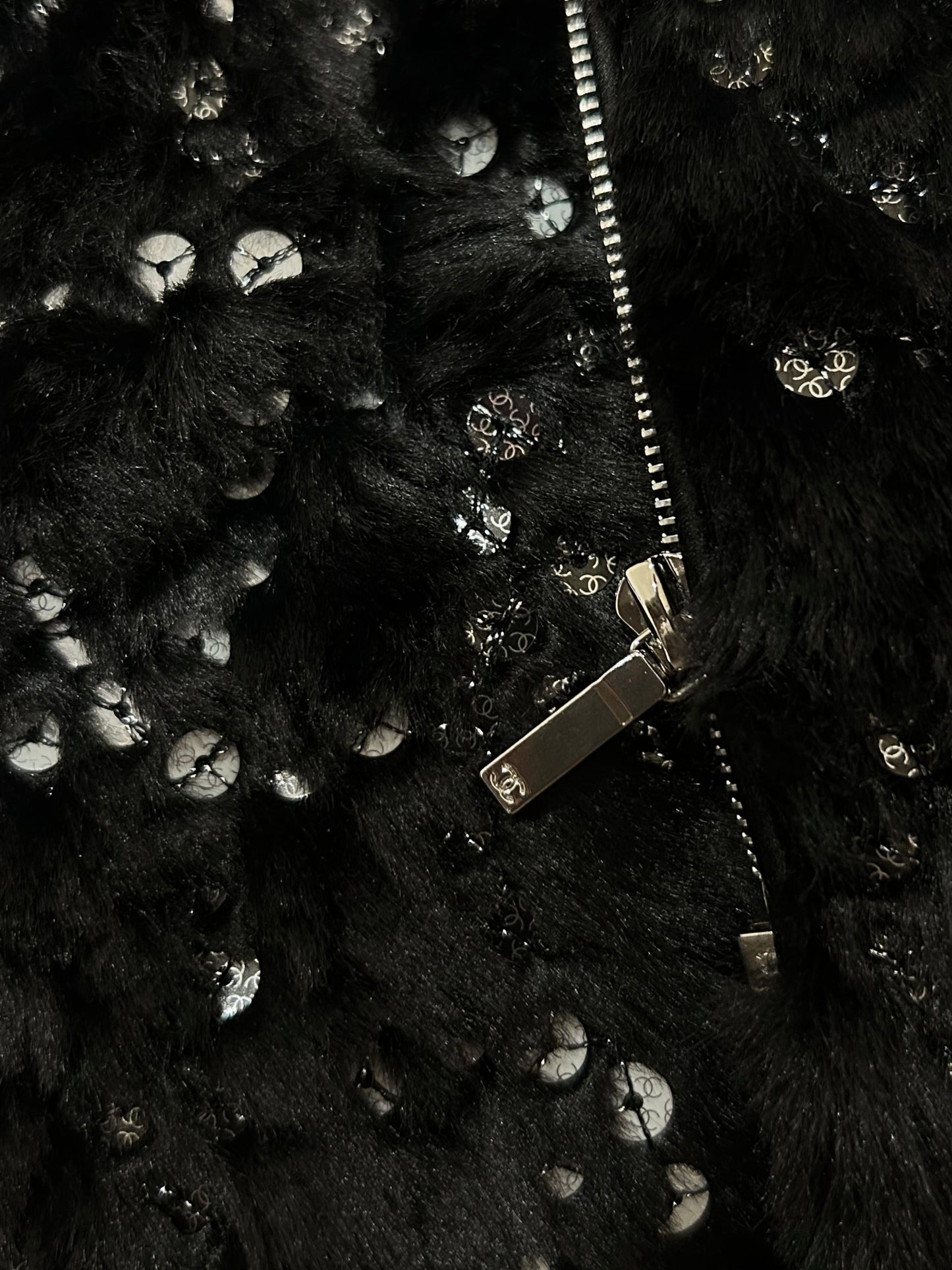 Faux fur and sequins jacket