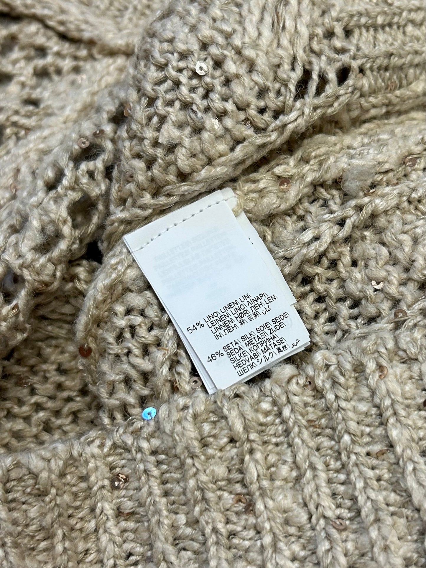 Beige V-neck sequin sweater