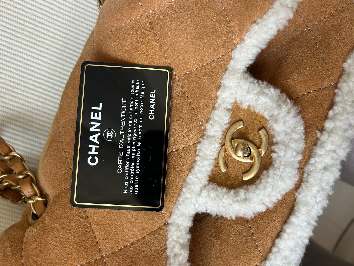 Shearling quilted bag