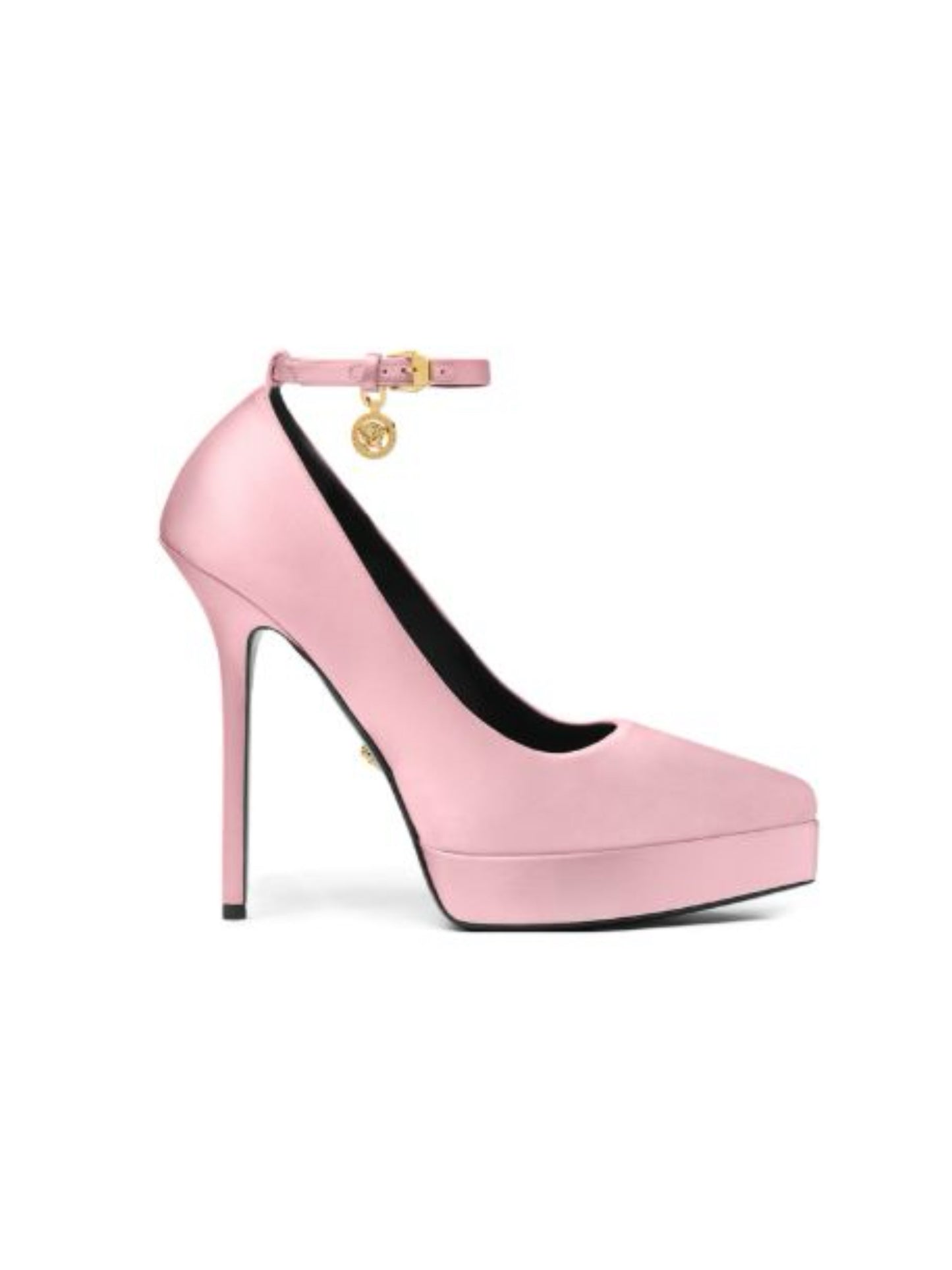Pink Satin platforms pumps
