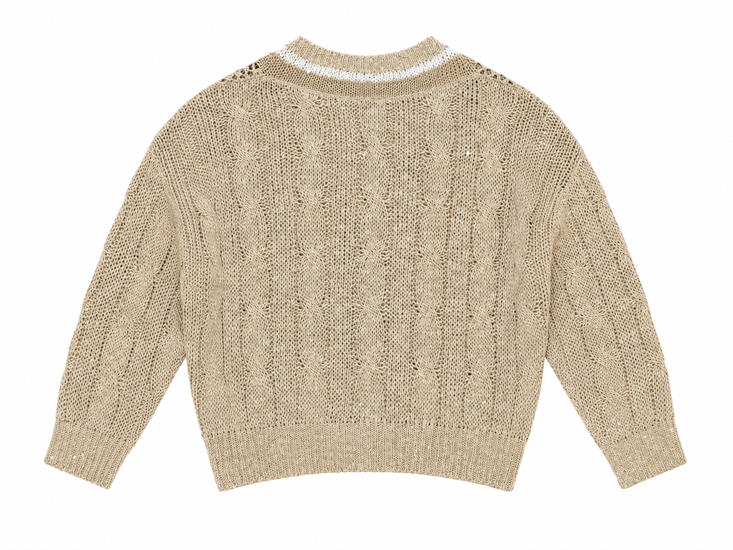 Beige V-neck sequin sweater