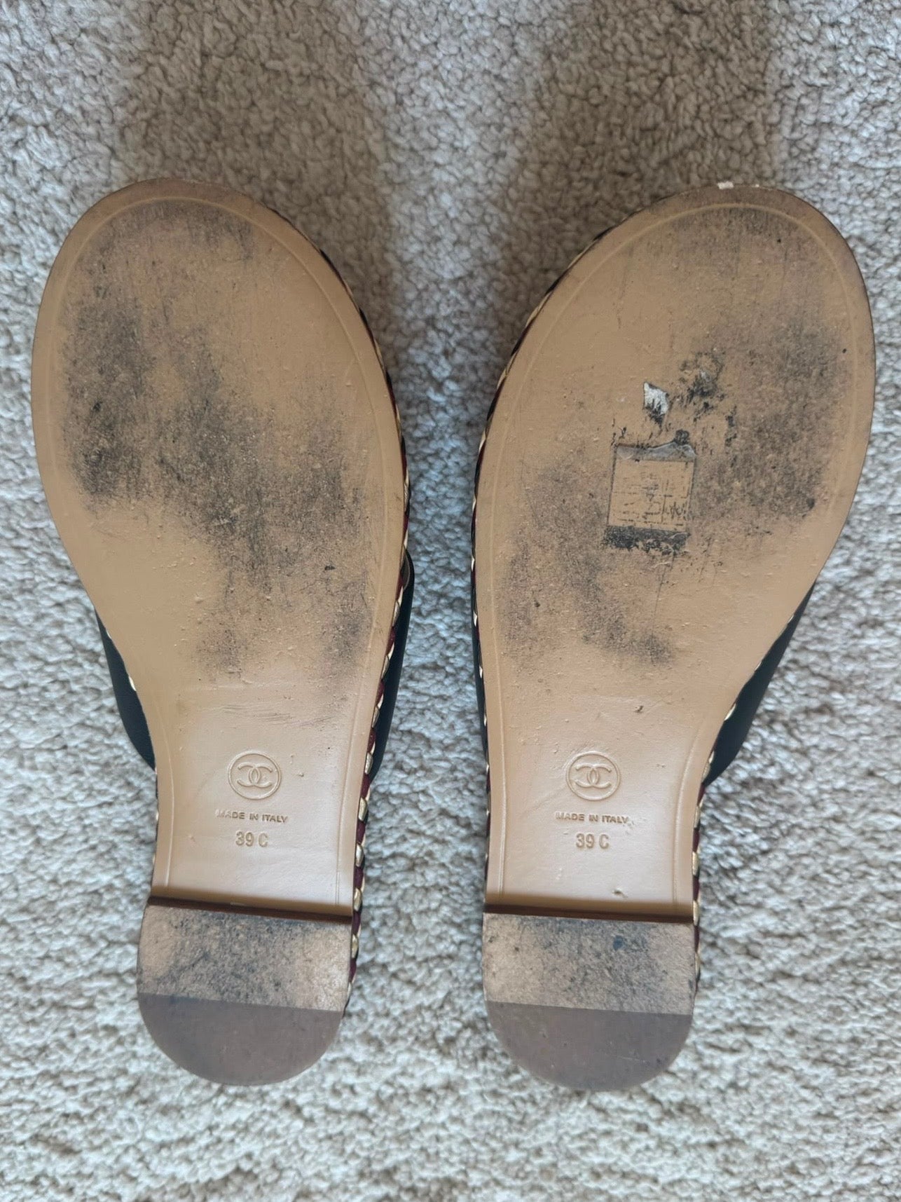 Leather trim mules