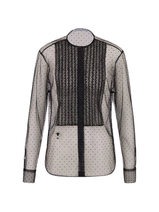 Sheer blouse plastron