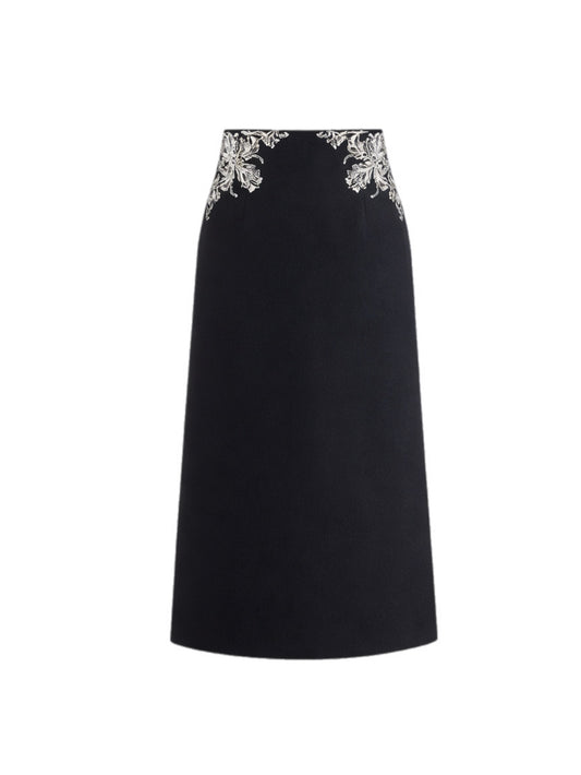 Embroidery midi skirt