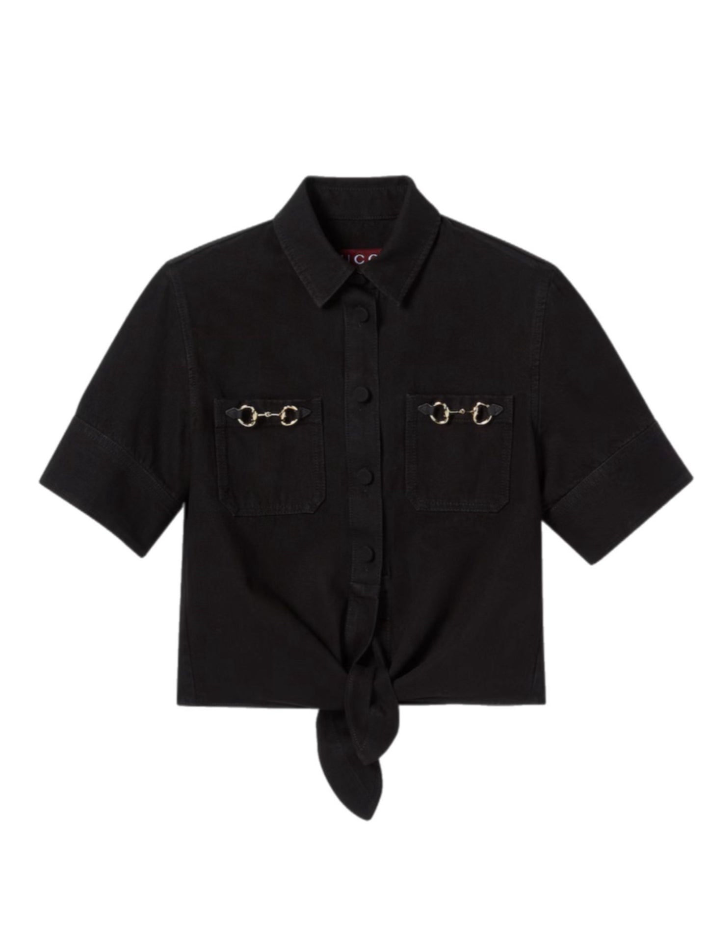 Knot hem denim shirt