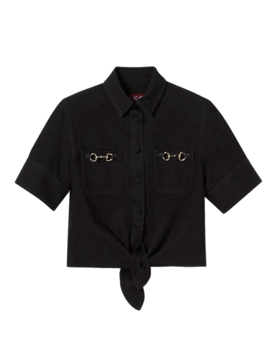 Knot hem denim shirt