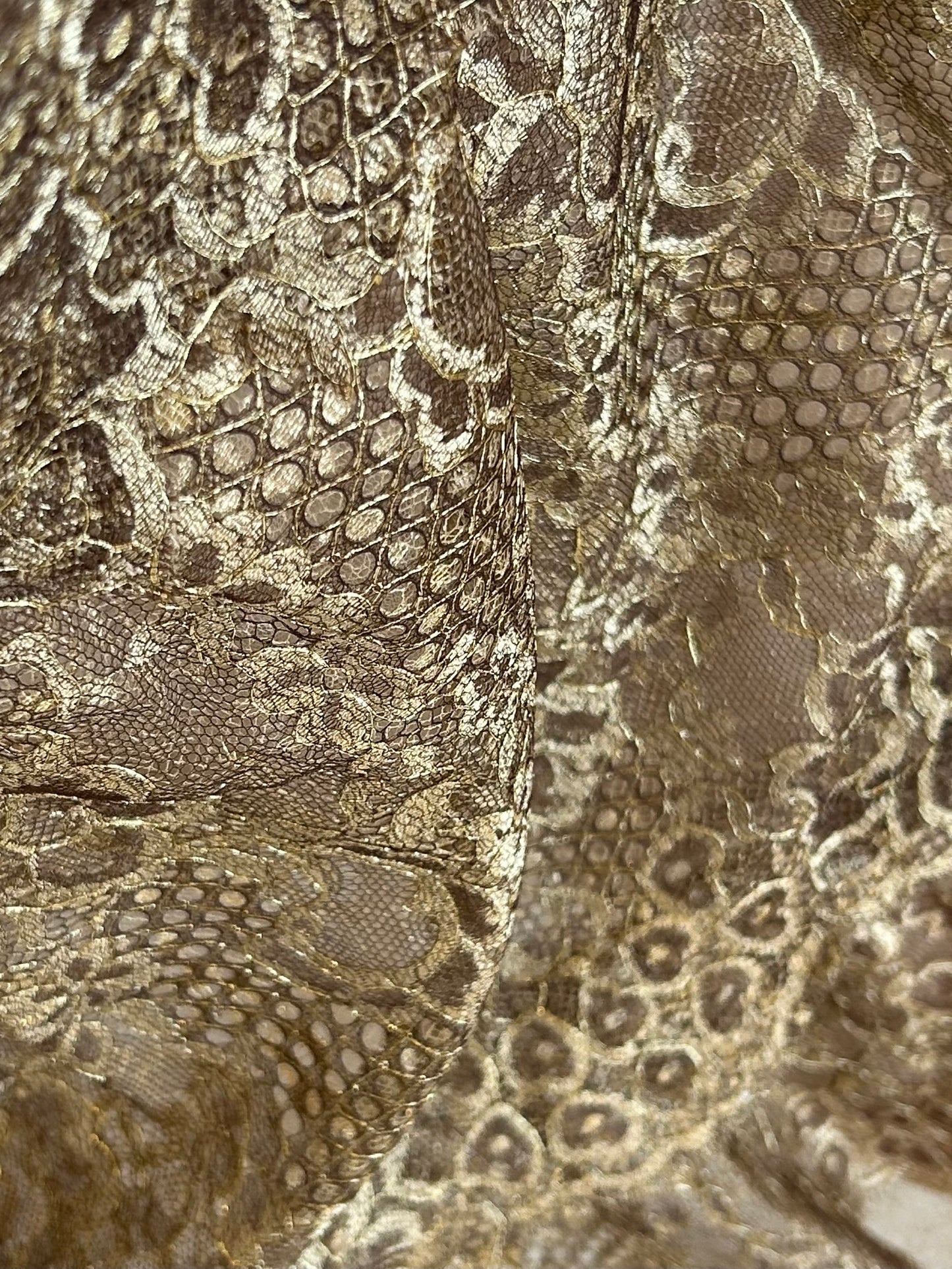 Gold metallic lace dress