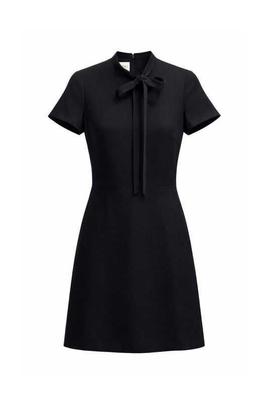 Black tie-neck dress