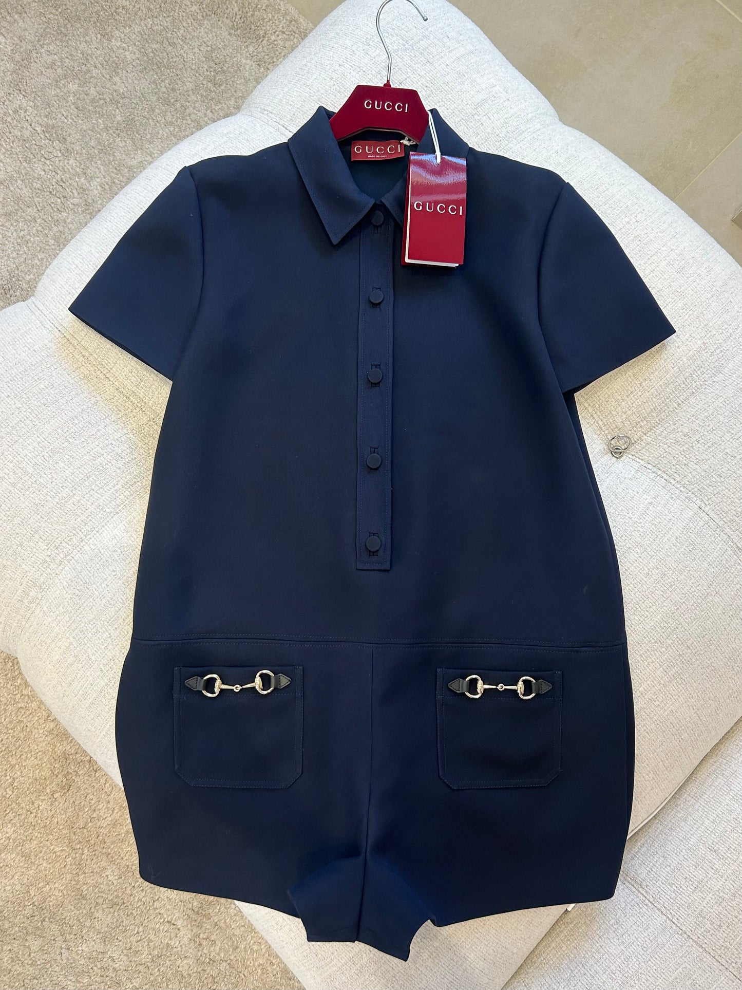 Navy horsebit jumpsuit