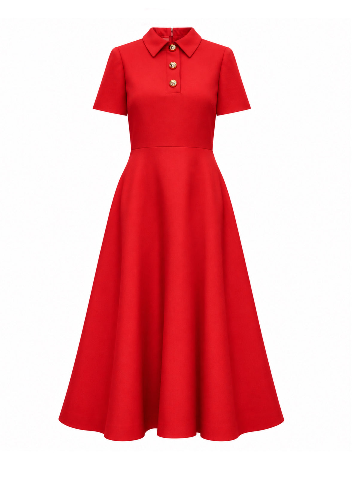 Button-Embellished red dress