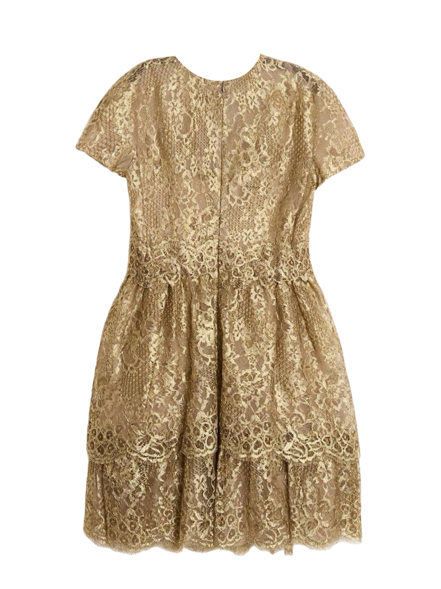Gold metallic lace dress