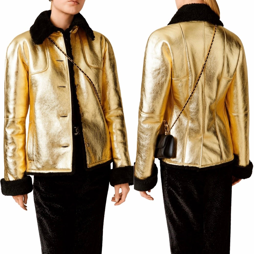 Gold shearling jacket