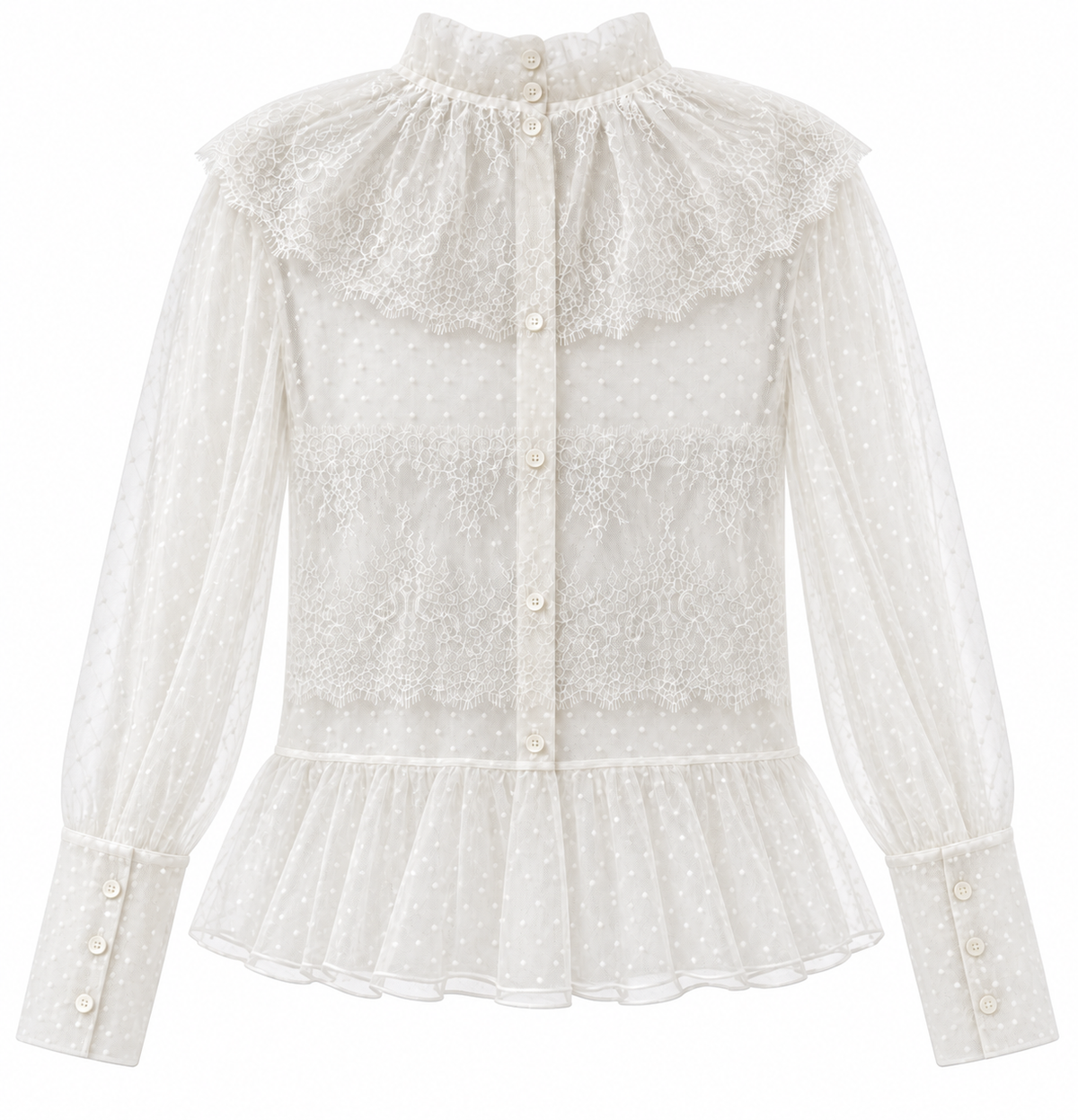 Plumetis and lace blouse