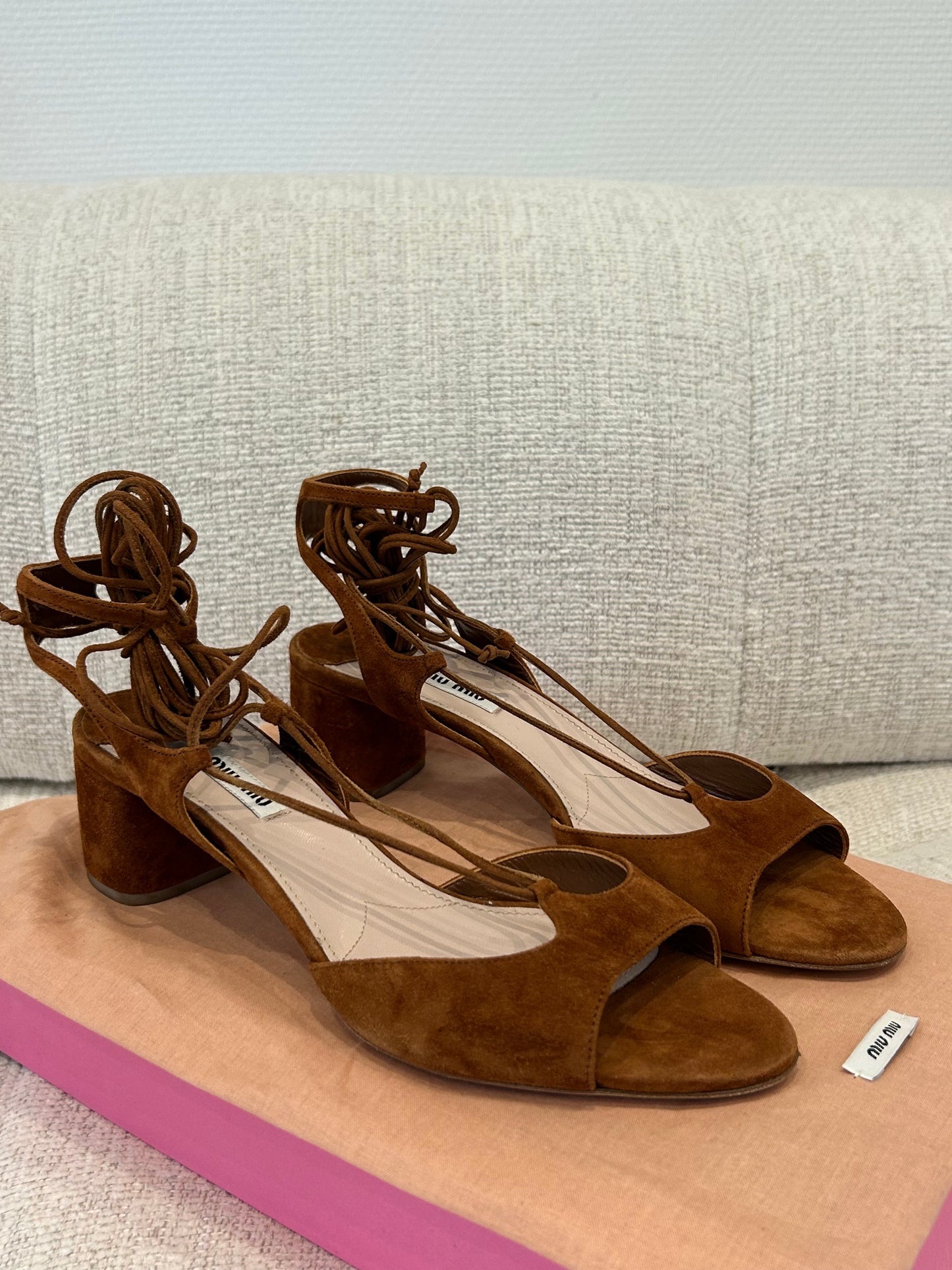 Lace-up suede sandals