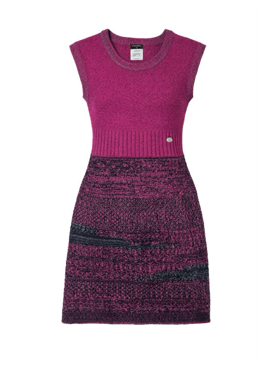 Metallic pink knit dress