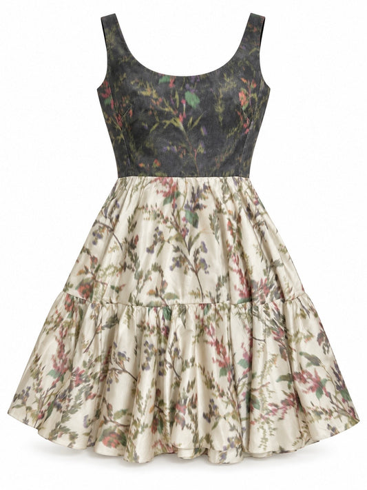 Floral faded effect dress