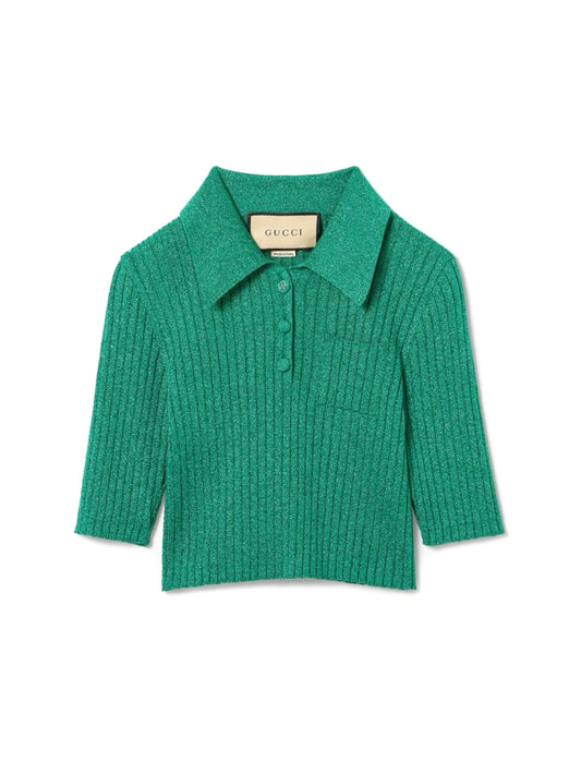 Green iridescent cropped top