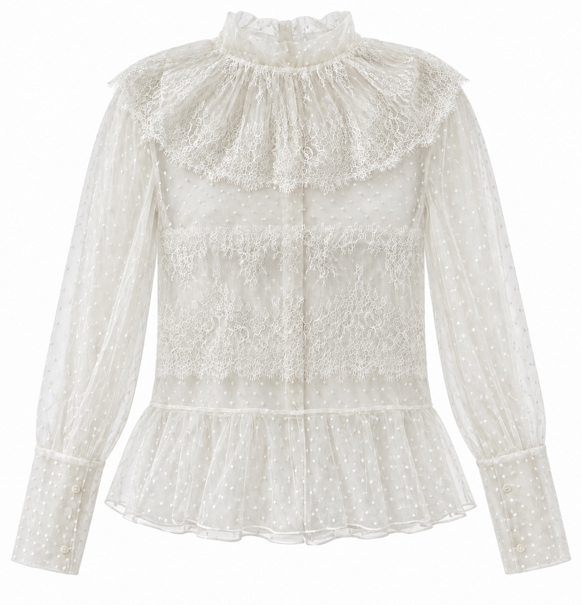 Plumetis and lace blouse