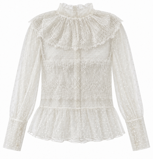 Plumetis and lace blouse