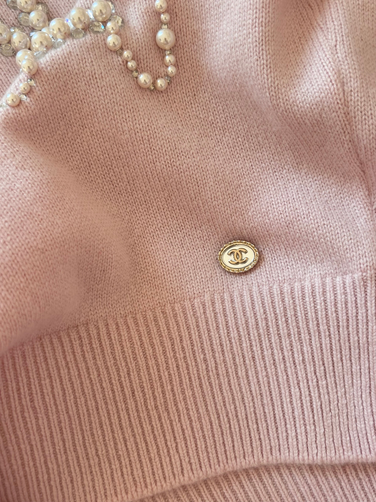 Baby pink pearls crystals sweater