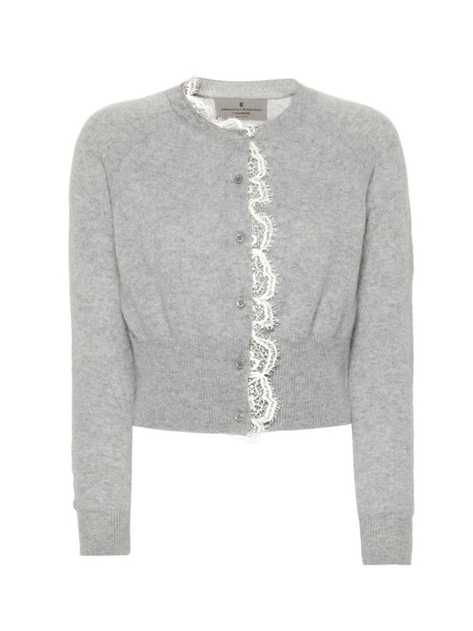 Cachemire and lace cardigan
