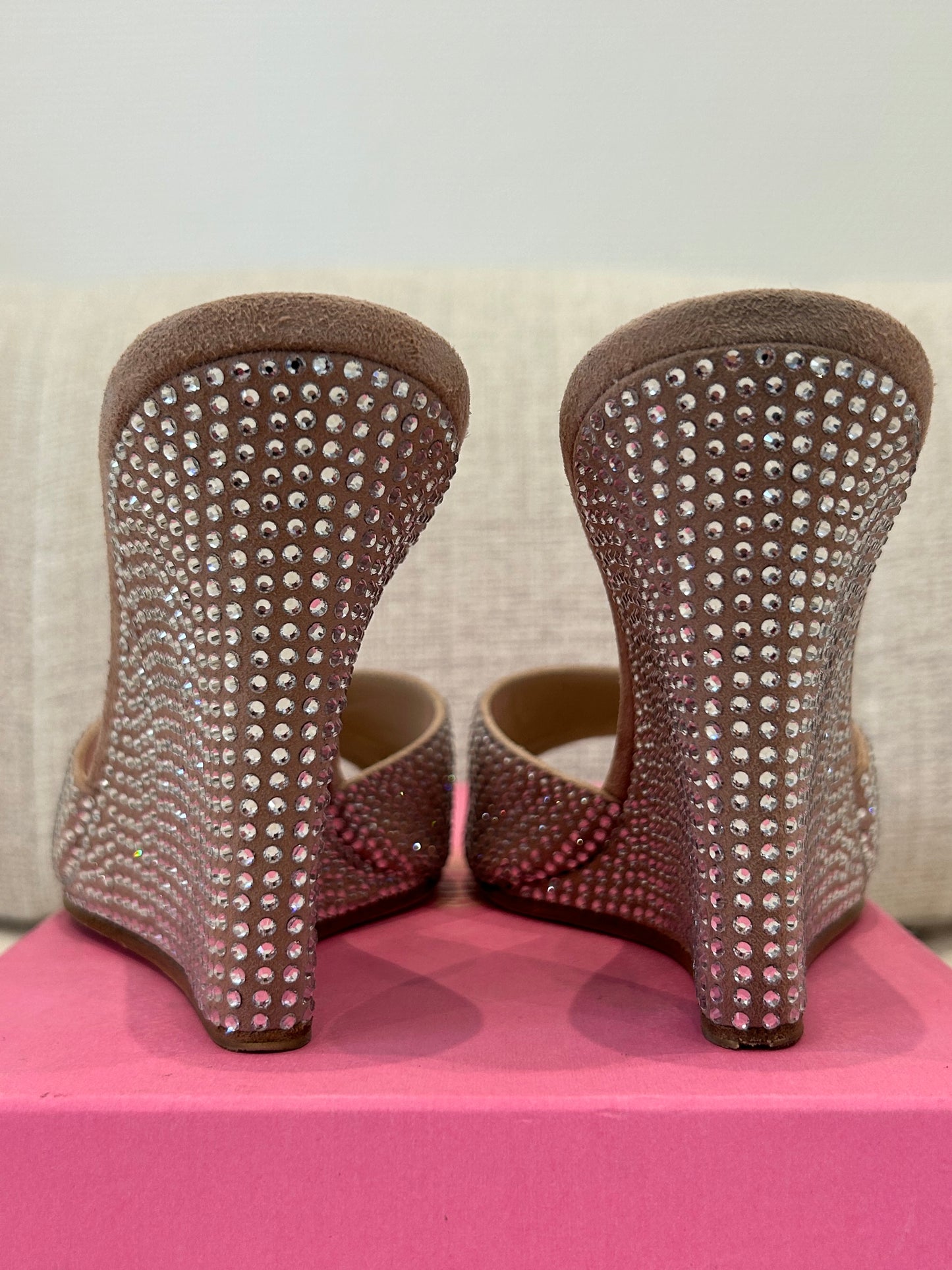 Nude strass mules