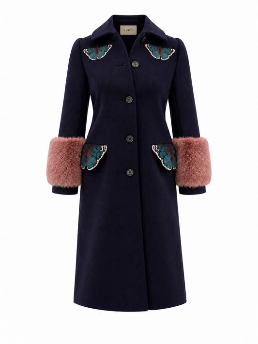 Navy butterfly coat