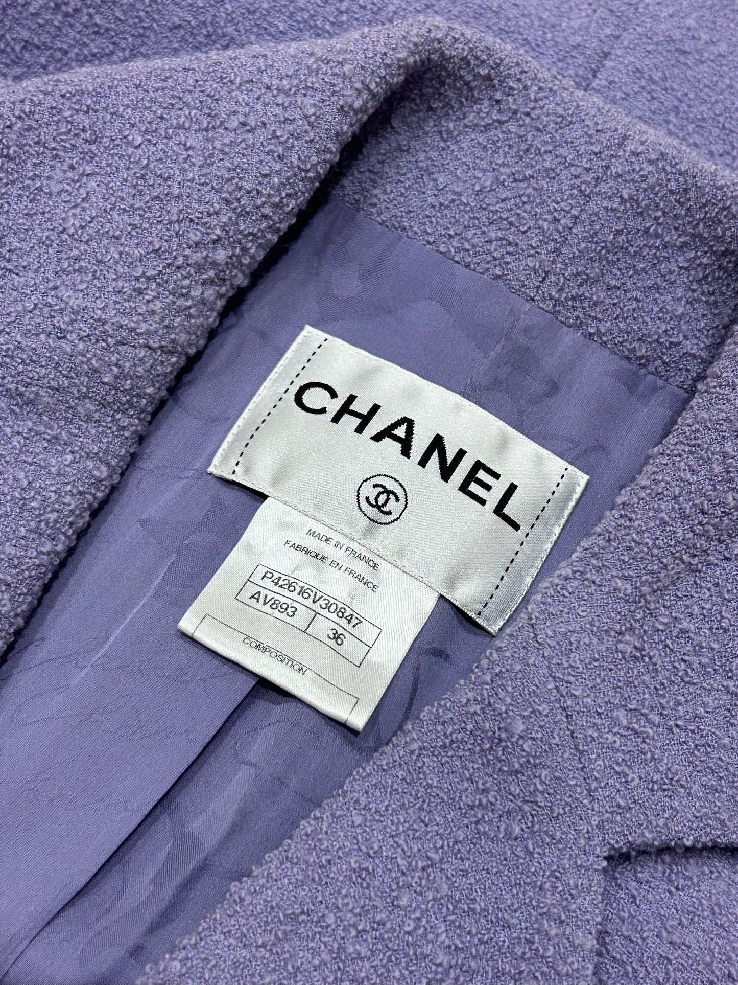 Purple tweed suit