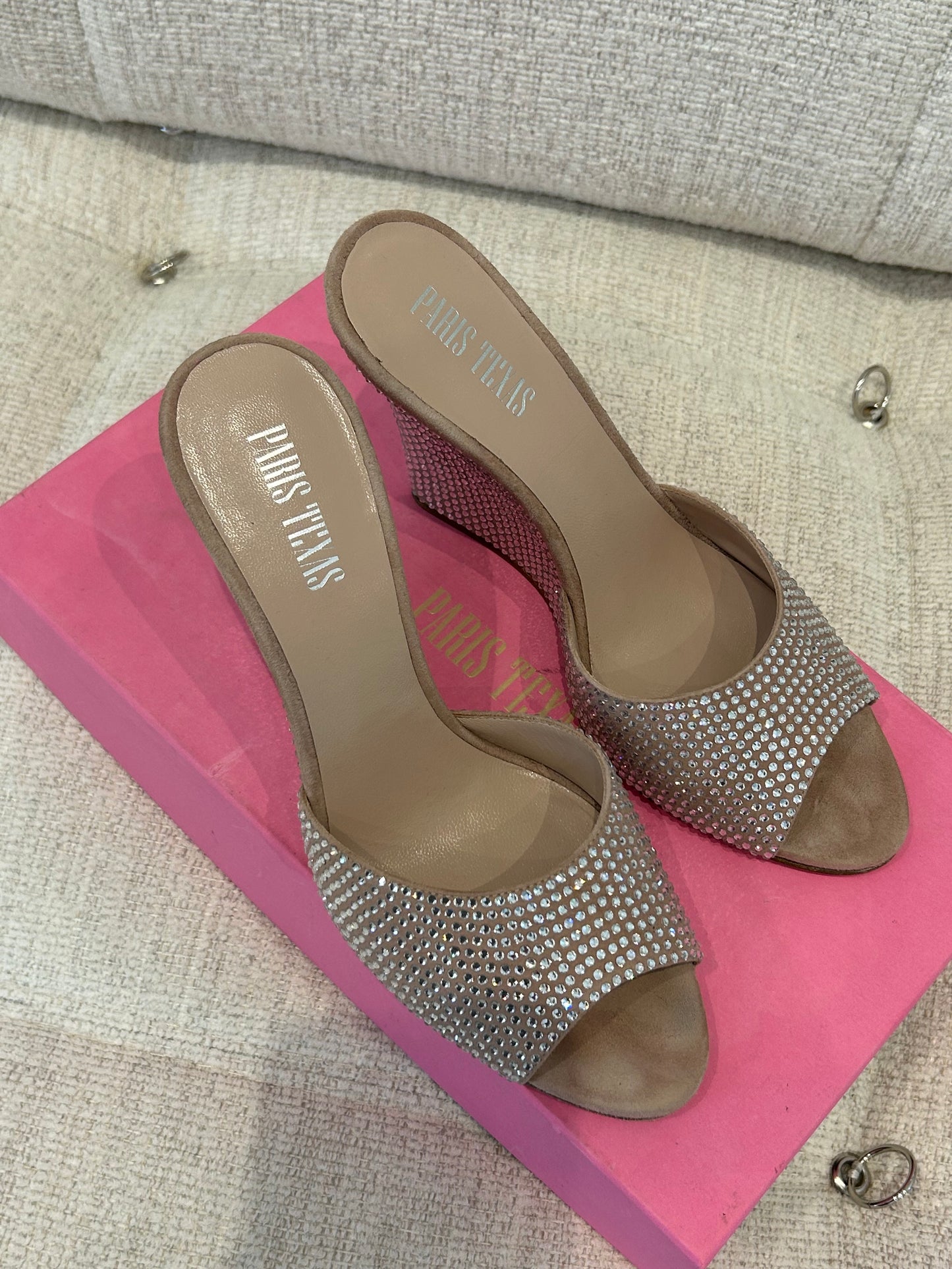 Nude strass mules