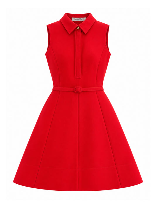 Red belted dress