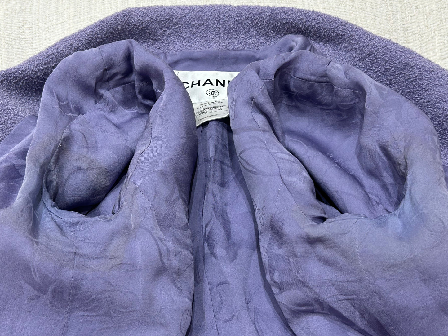 Purple tweed suit