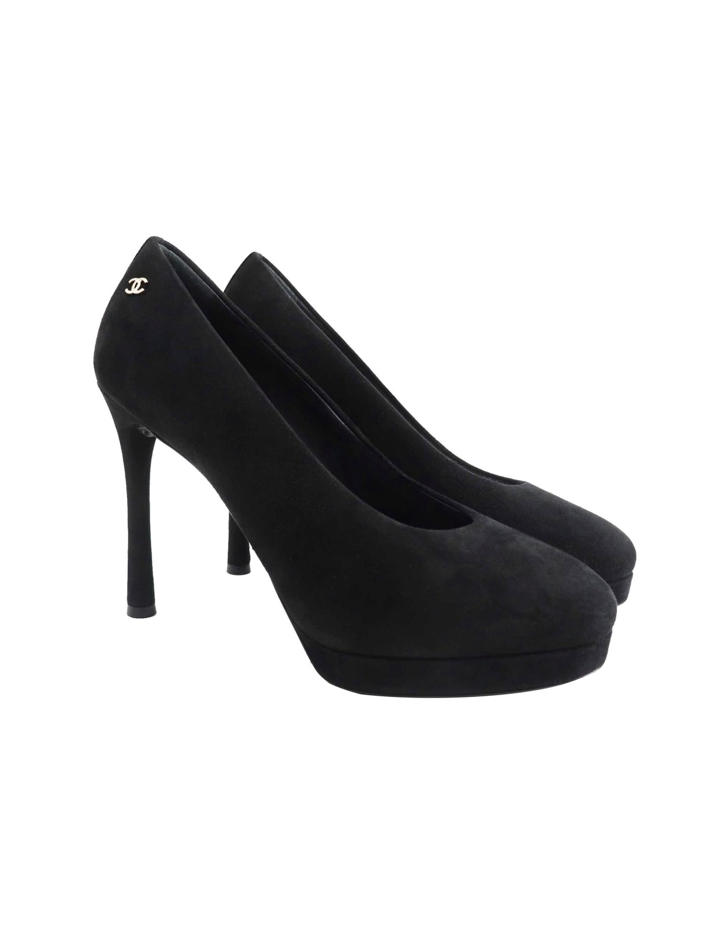 Black suede pumps