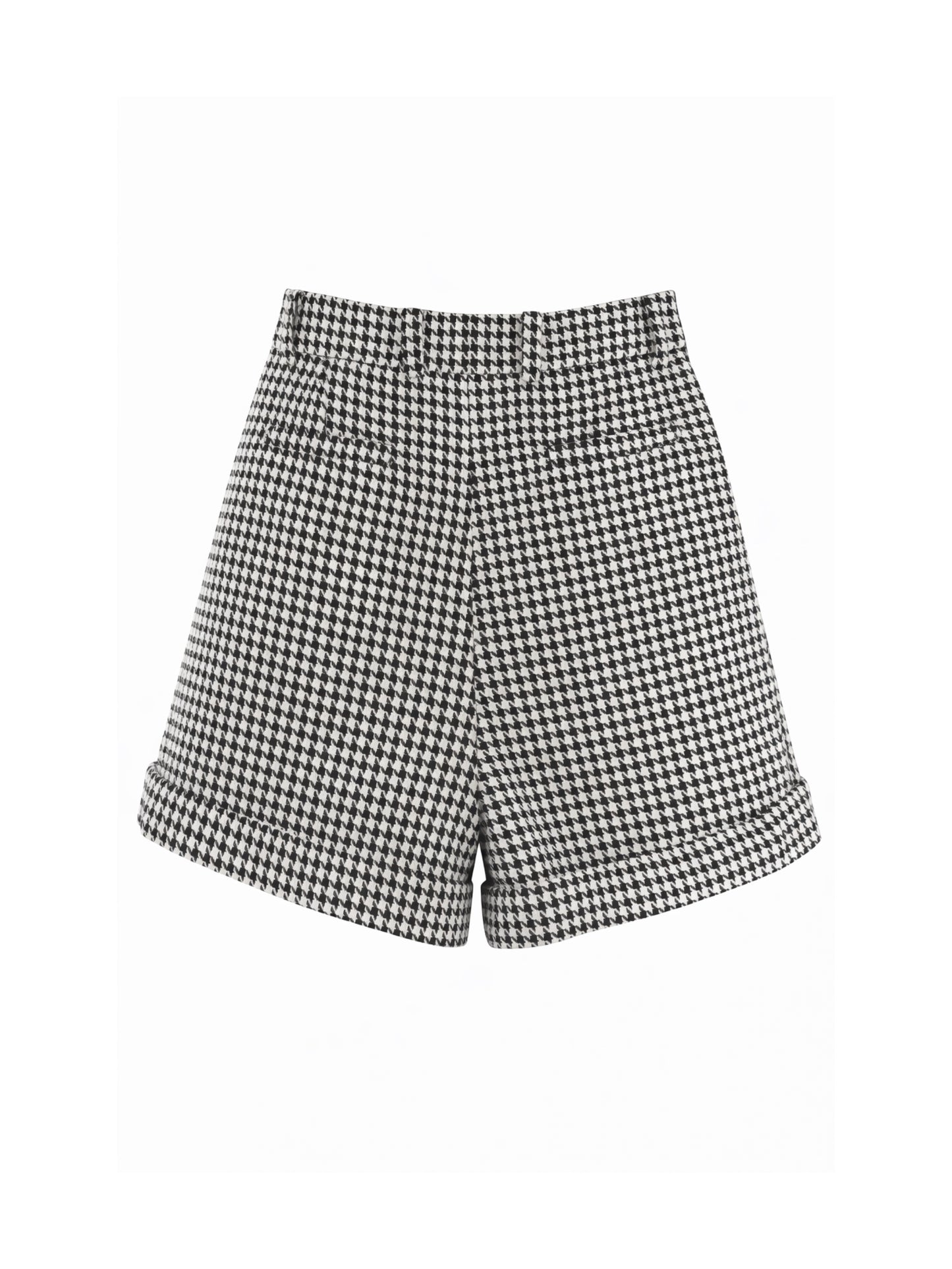 High-waisted houndstooth shorts