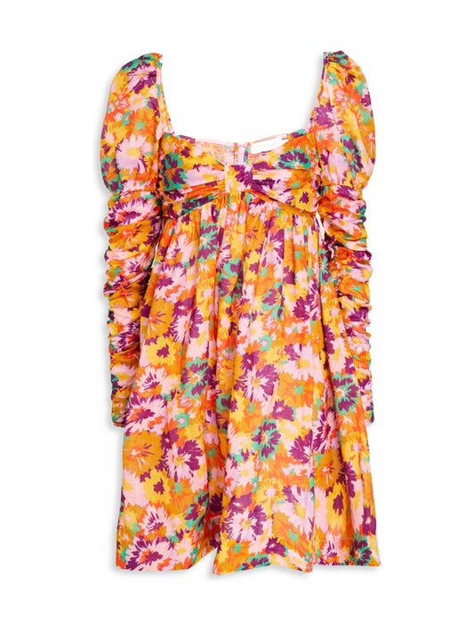 Multicolor long sleeves floral dress