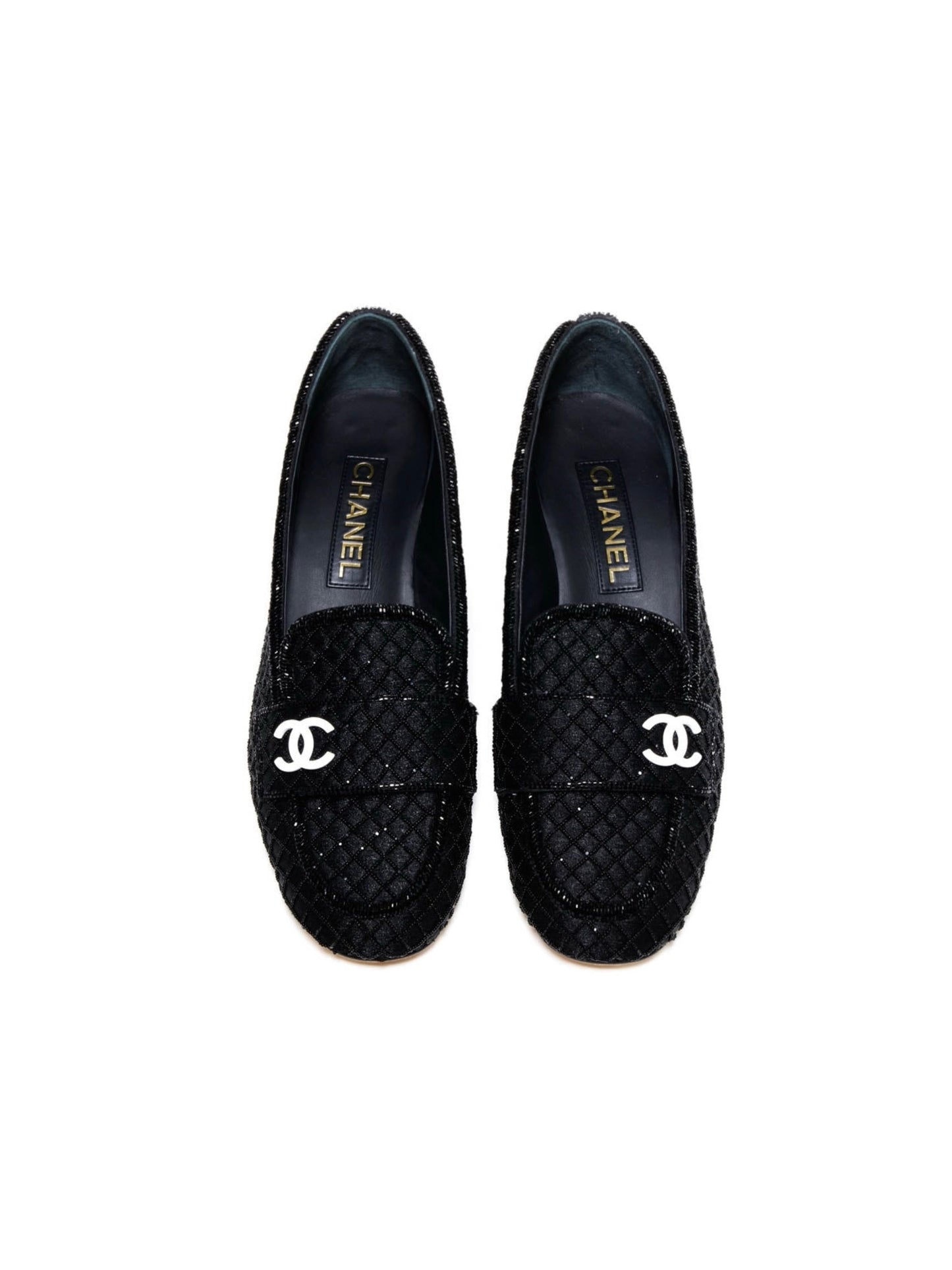 Quilted beaded loafers
