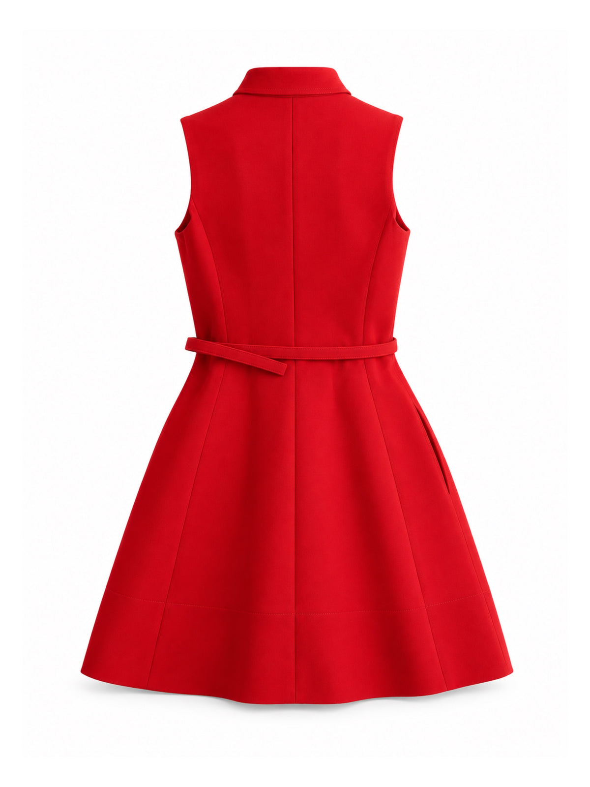 Red belted dress