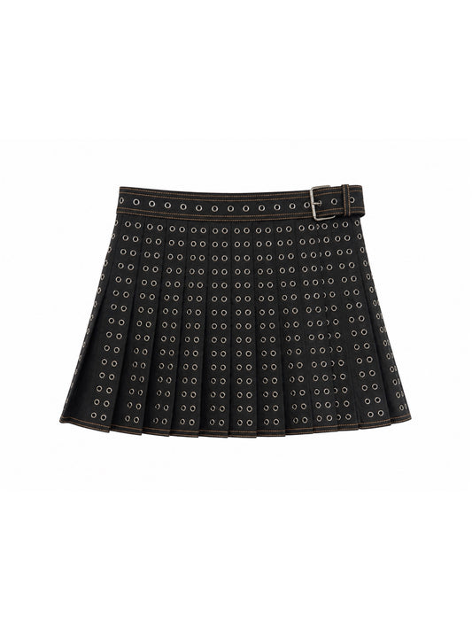 Pleated studded skirt