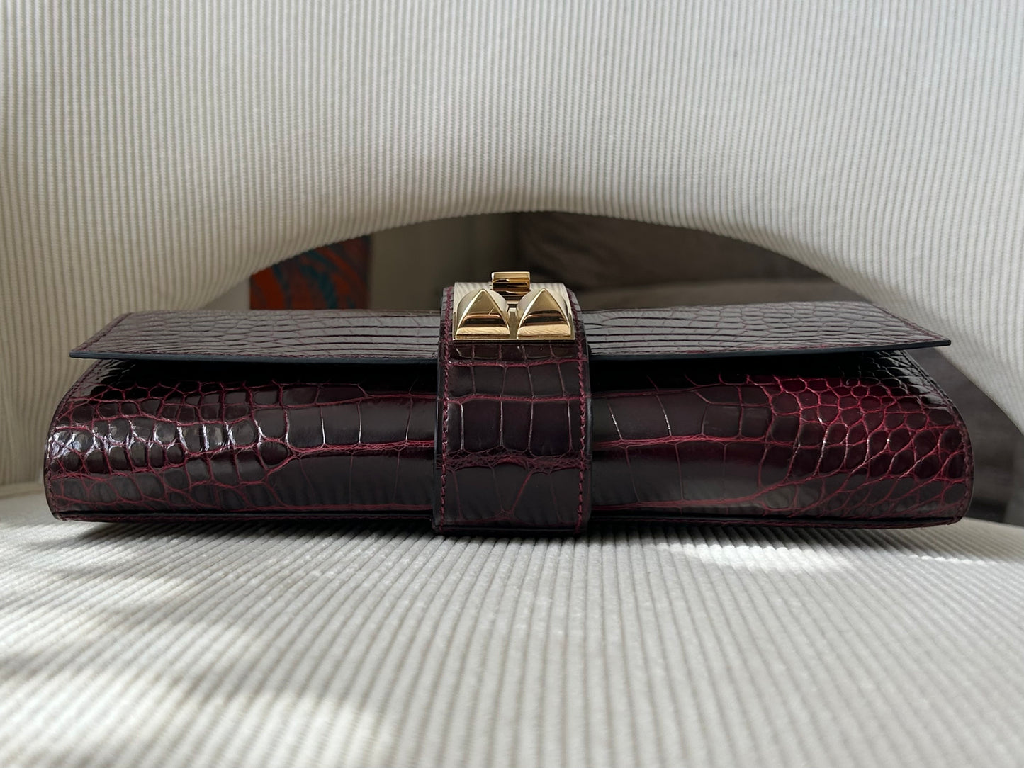 Médor shiny burgundy alligator