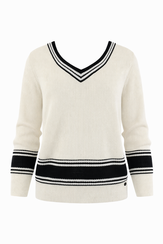 Black white stripes pullover