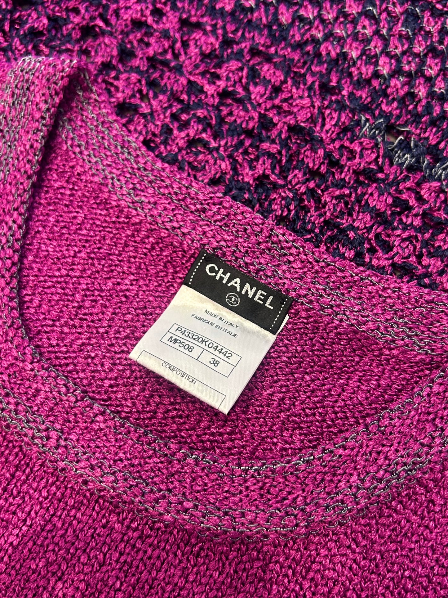 Metallic pink knit dress