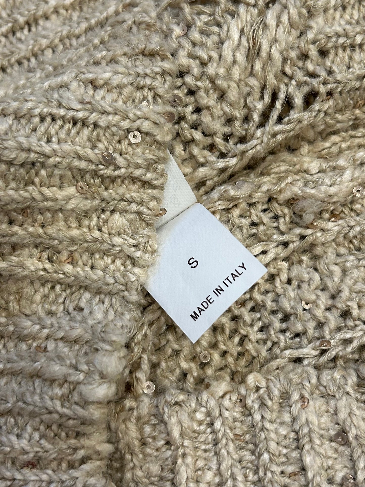 Beige V-neck sequin sweater