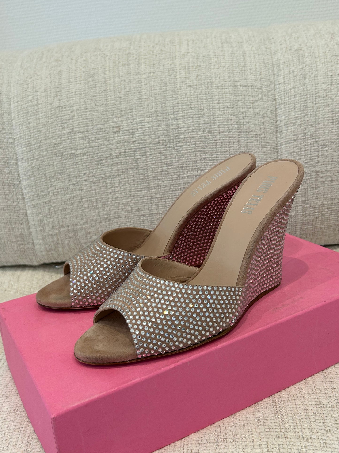 Nude strass mules