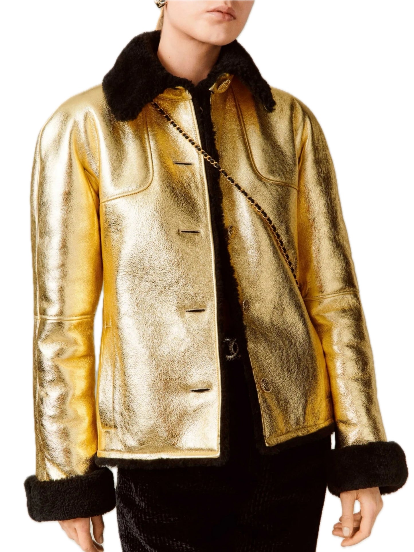 Gold shearling jacket