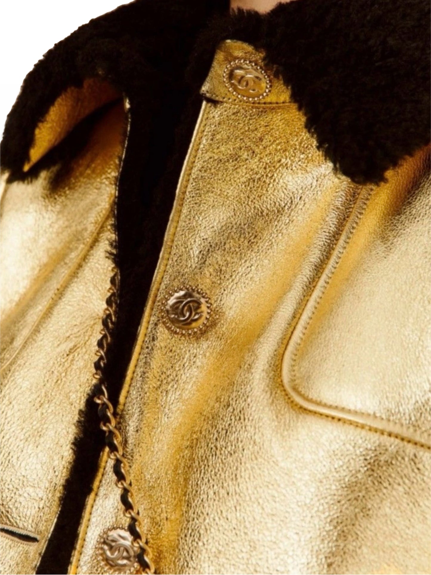 Gold shearling jacket