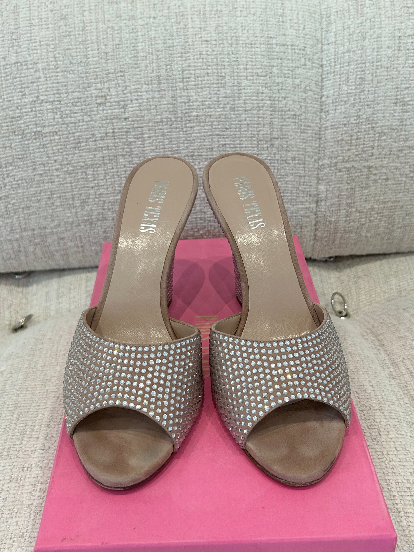 Nude strass mules