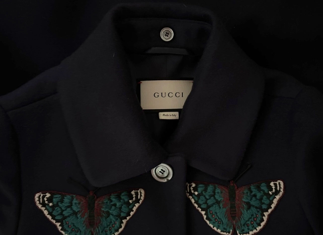 Navy butterfly coat
