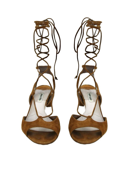 Lace-up suede sandals