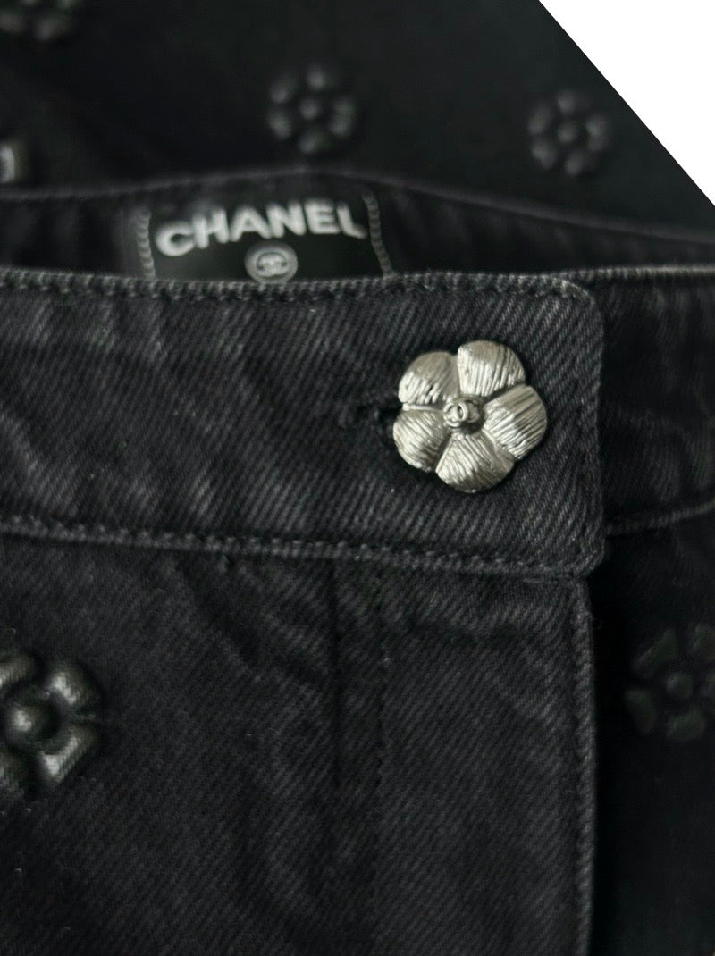 Camellia embossing denim