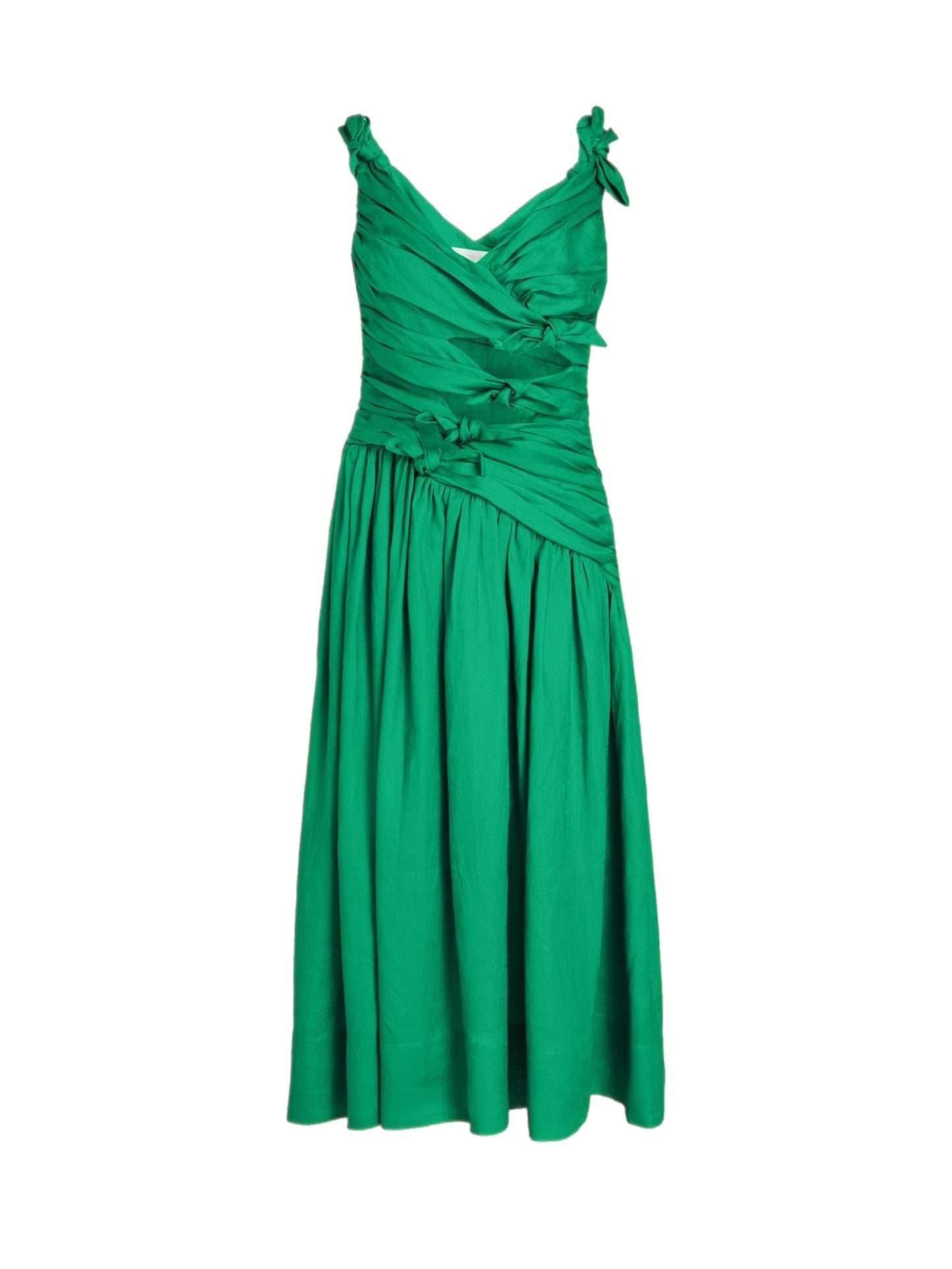 Green cutout bow dress